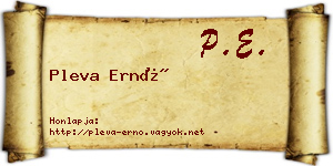 Pleva Ernő névjegykártya